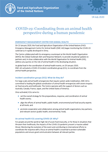 COVID-19 | Coordinating from an animal health perspective during a human pandemic